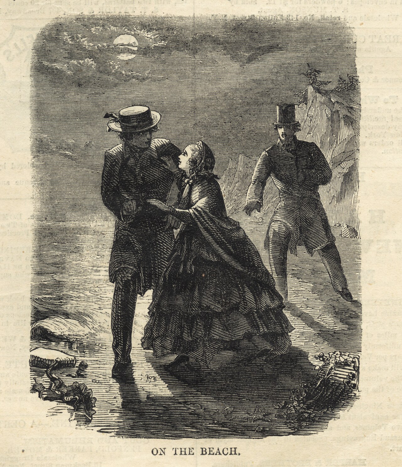 Historic beach scene from the Boston Public Library collection, representing the New England coastal leisure Manos captured in his Bostonians series