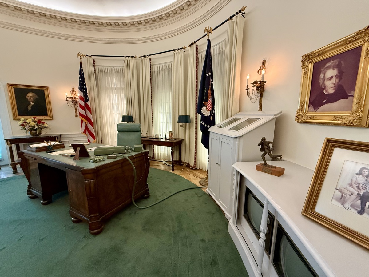 President Lyndon B. Johnson working in the Oval Office at the White House
