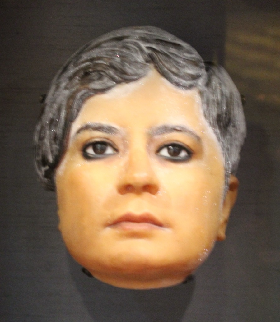 Mask of Shami Chakrabarti by Gillian Wearing, wax, paint and glass, 2011