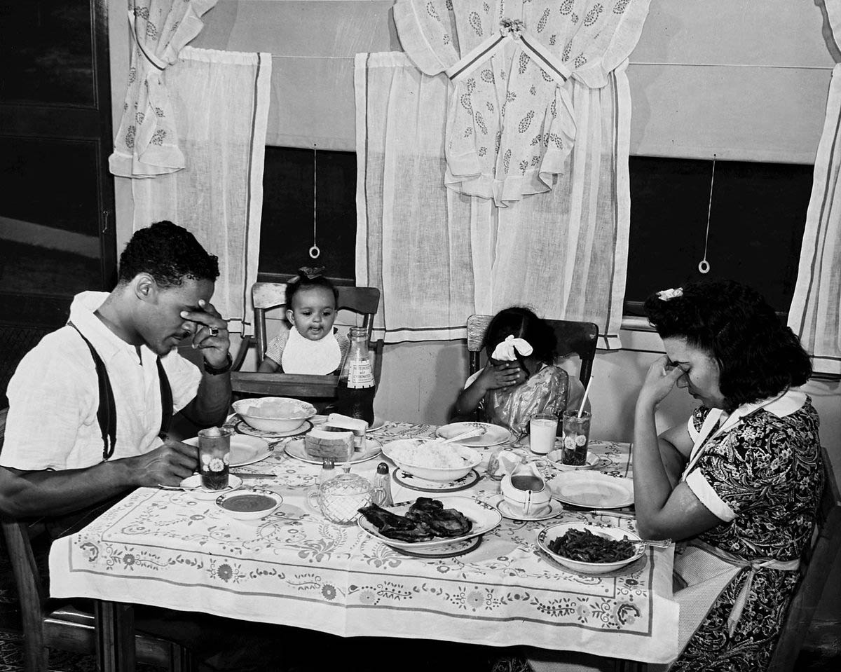 A Family Says Grace Before the Evening Meal, Washington, D.C., 1942