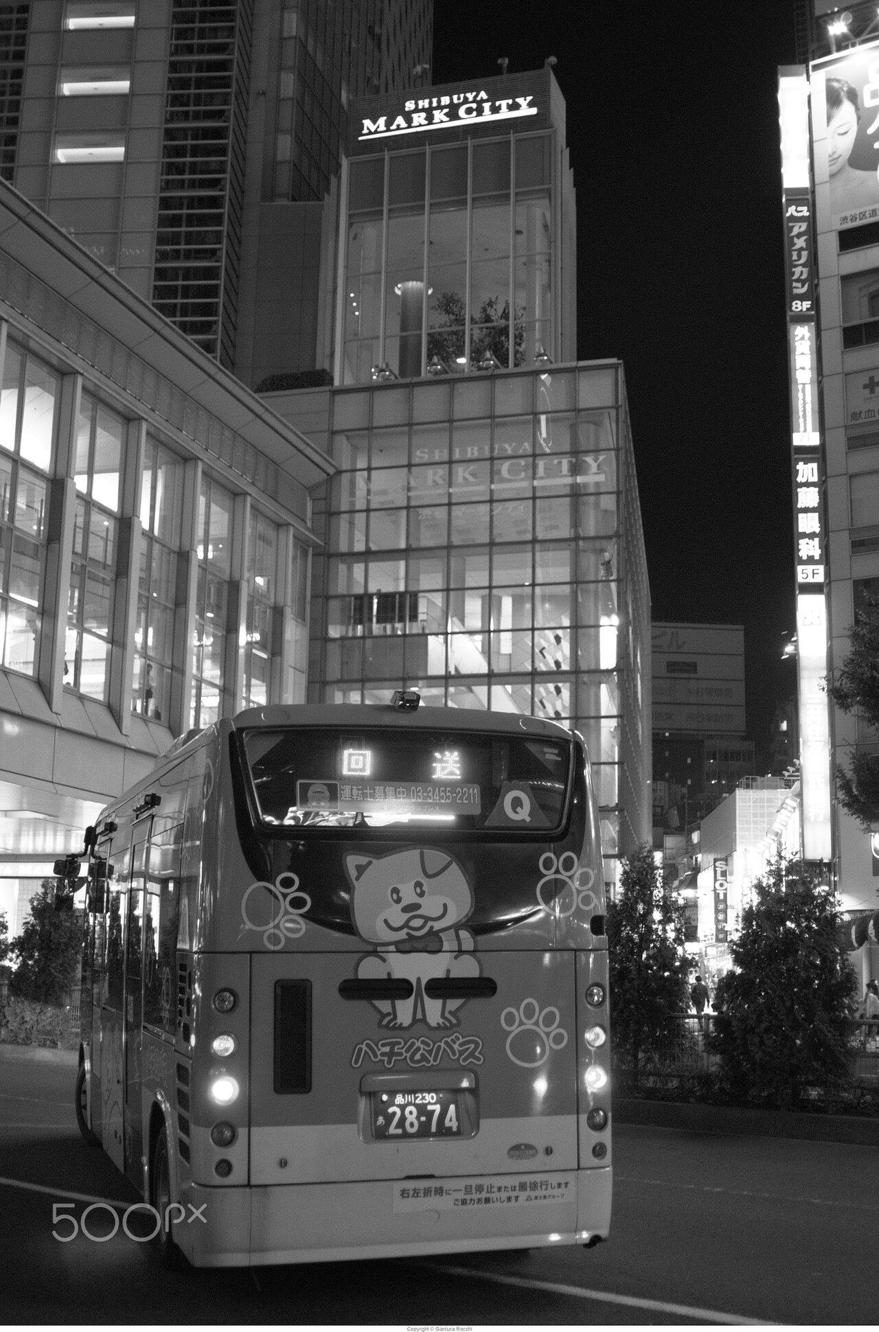 Tokyo street scene in black and white