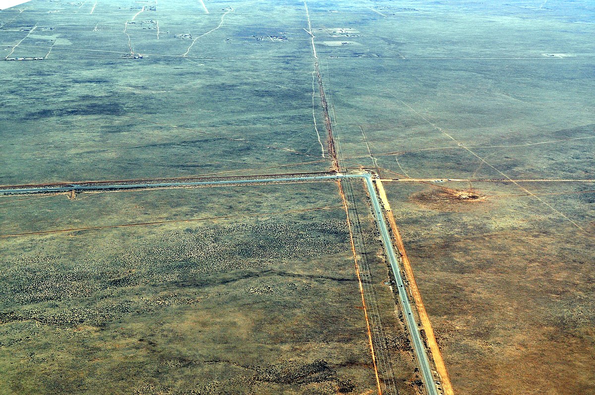 Aerial view of southwest Albuquerque, New Mexico showing suburban development meeting open land