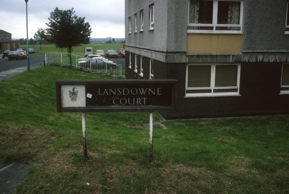 Tower block on Crossley Estate, Oldham, council housing