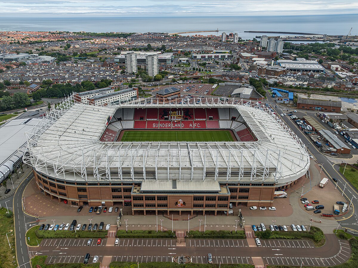 Aerial view of the Stadium of Light, Sunderland, northeast England
