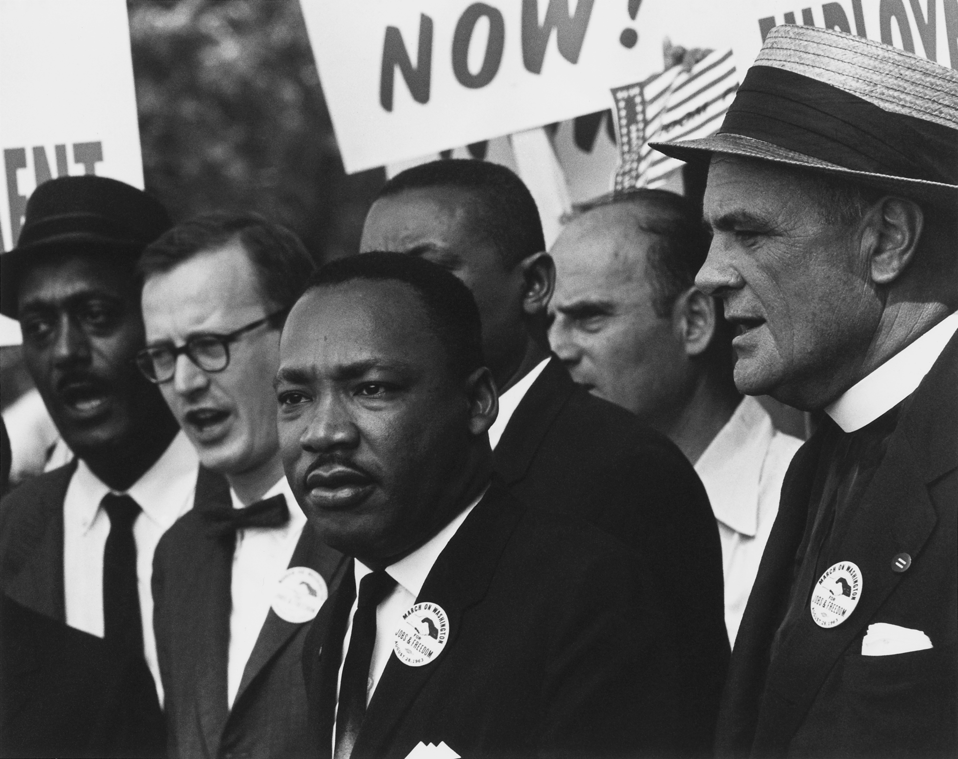 Dr. Martin Luther King Jr. and Mathew Ahmann in a crowd at the March on Washington, 1963