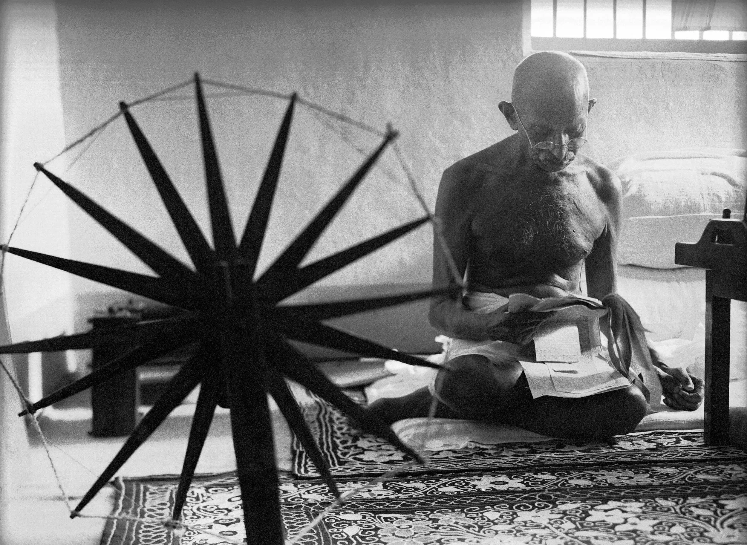 Gandhi at the Spinning Wheel, Poona, India, 1946 — Margaret Bourke-White