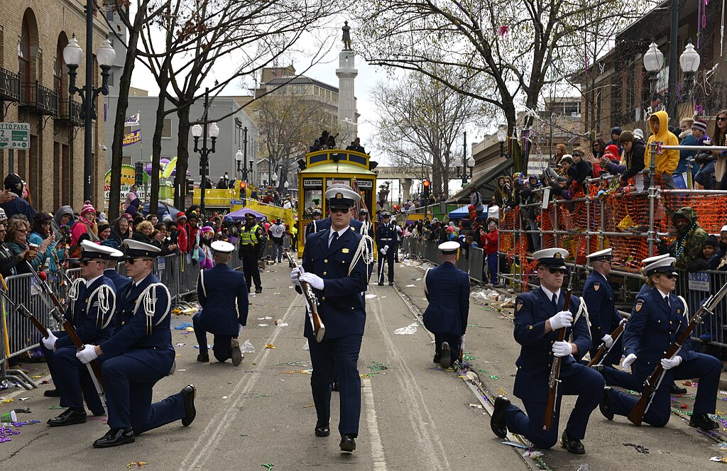 Colorful Mardi Gras parade float in New Orleans, Louisiana