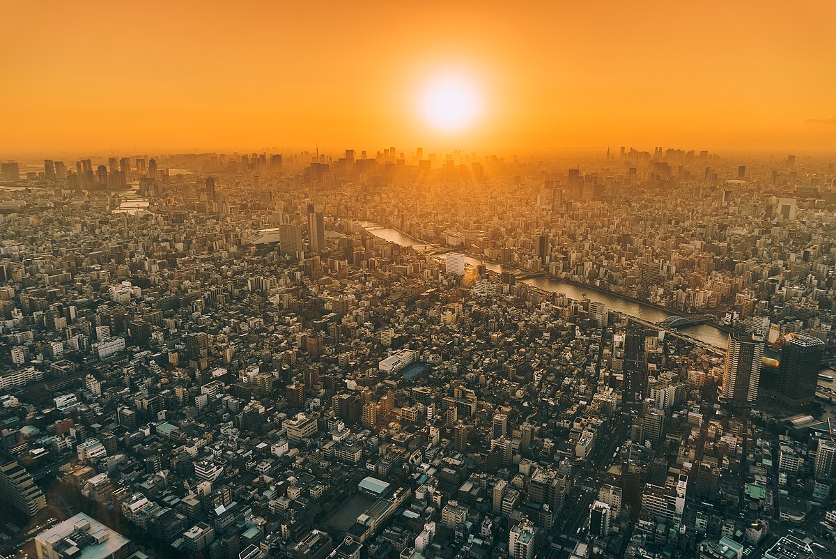 Sunset sky over the Tokyo skyline
