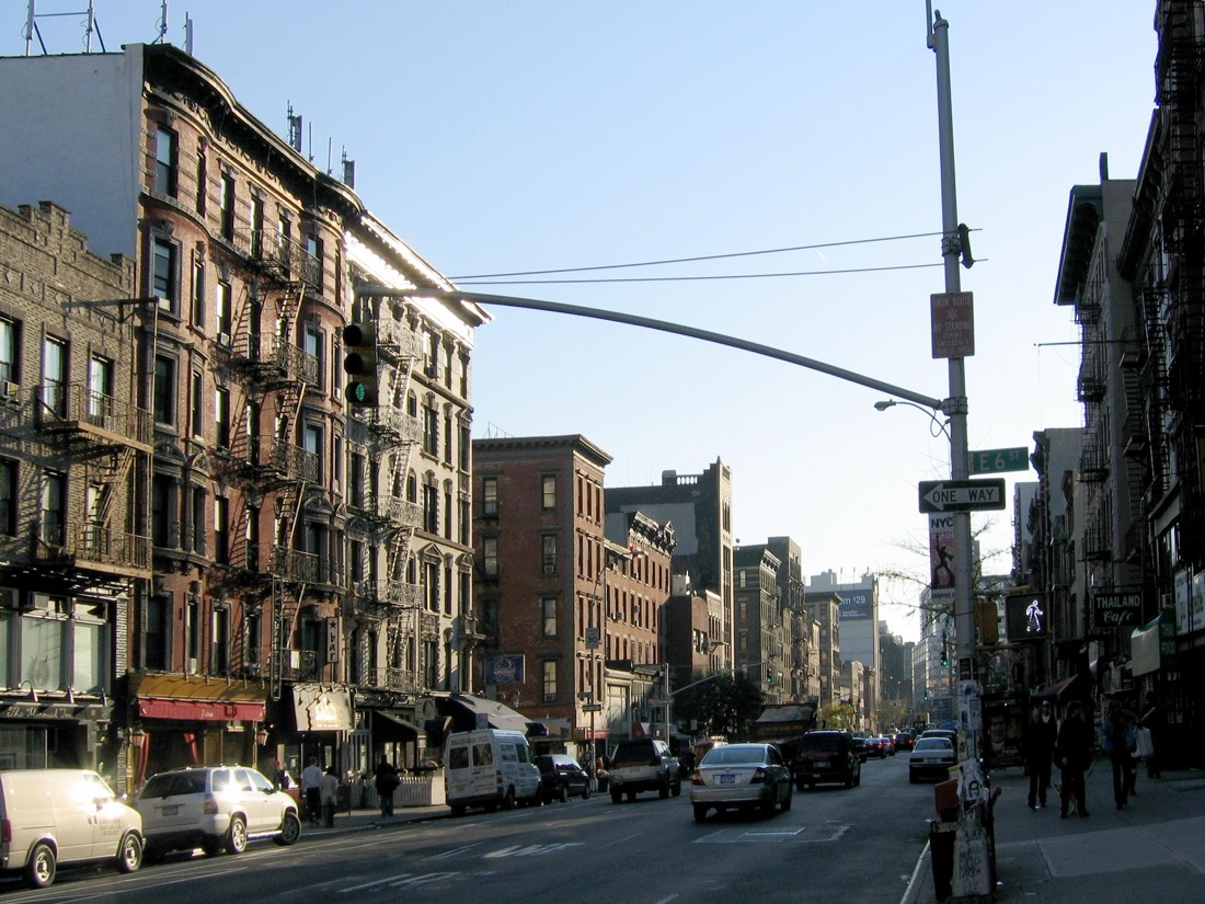 Second Avenue in the East Village, Manhattan, looking south, showing the neighbourhood where Peter Hujar lived and worked