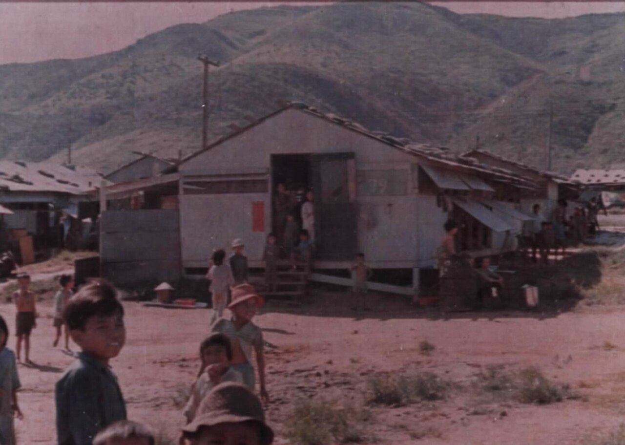 Vietnamese refugees at Camp Land, Danang, during the Vietnam War