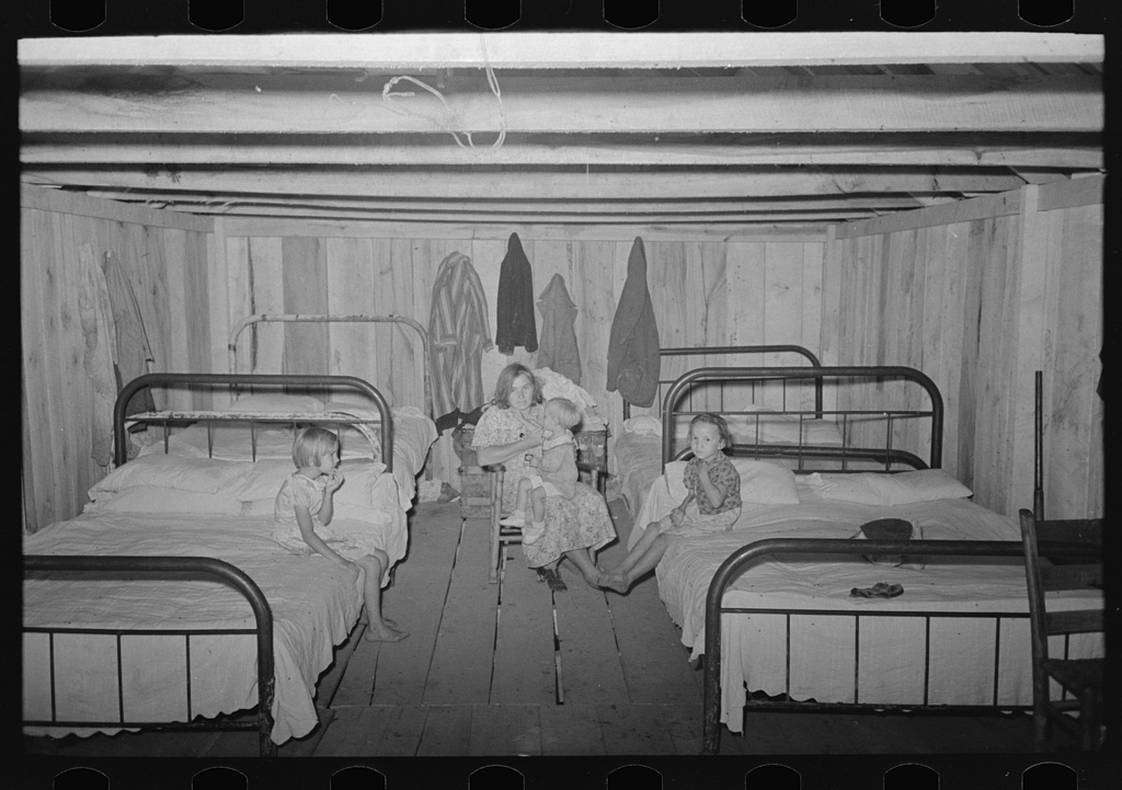 Interior of house without windows, home of sharecropper, Southeast Missouri, 1938 — Russell Lee, FSA/LOC