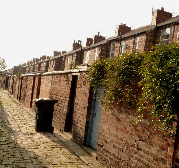 Back alley off Horton Road in Moss Side, Manchester
