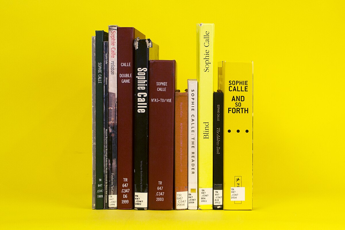 A selection of Sophie Calle books on a library shelf